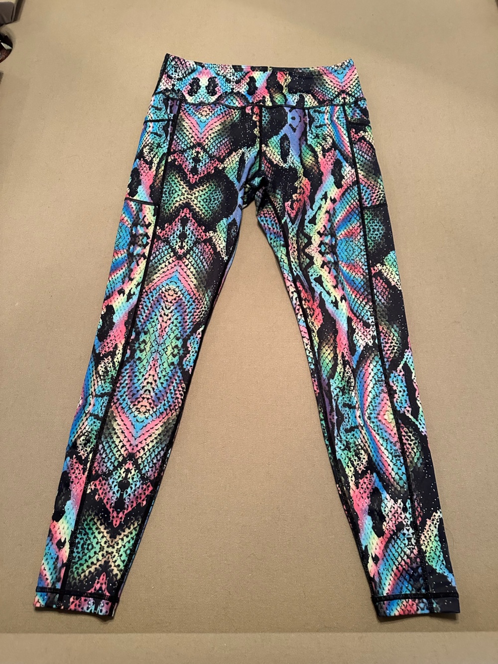 CVG Women’s Neon Snake Print full length Leggings - Multicolor